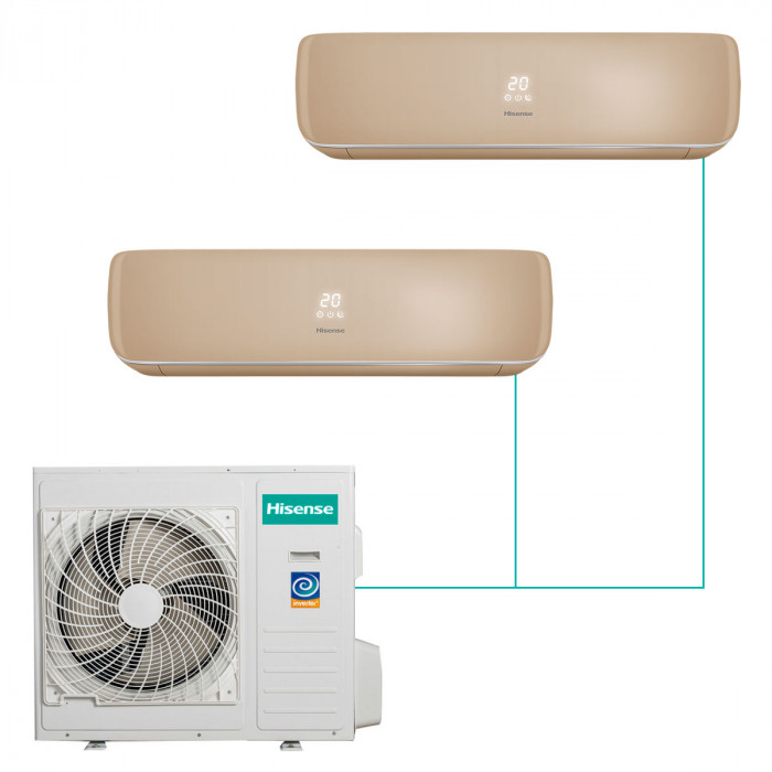 Настенная мульти-сплит-система Hisense Premium Champagne Fm Dc Inverter R32 на 2 комнаты