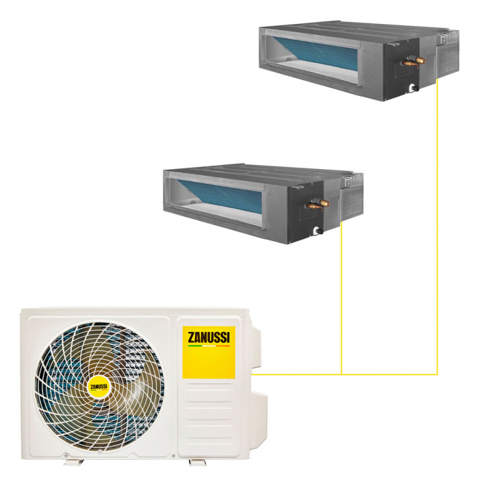 Канальная мульти-сплит-система Zanussi Multi Combo ERP DC 2 на 2 комнаты